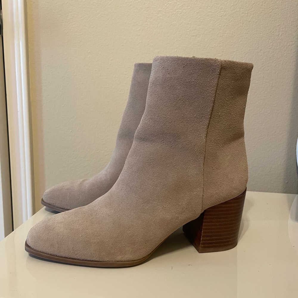 Nordstrom Tan Heeled Boots with Chunky Block Heel